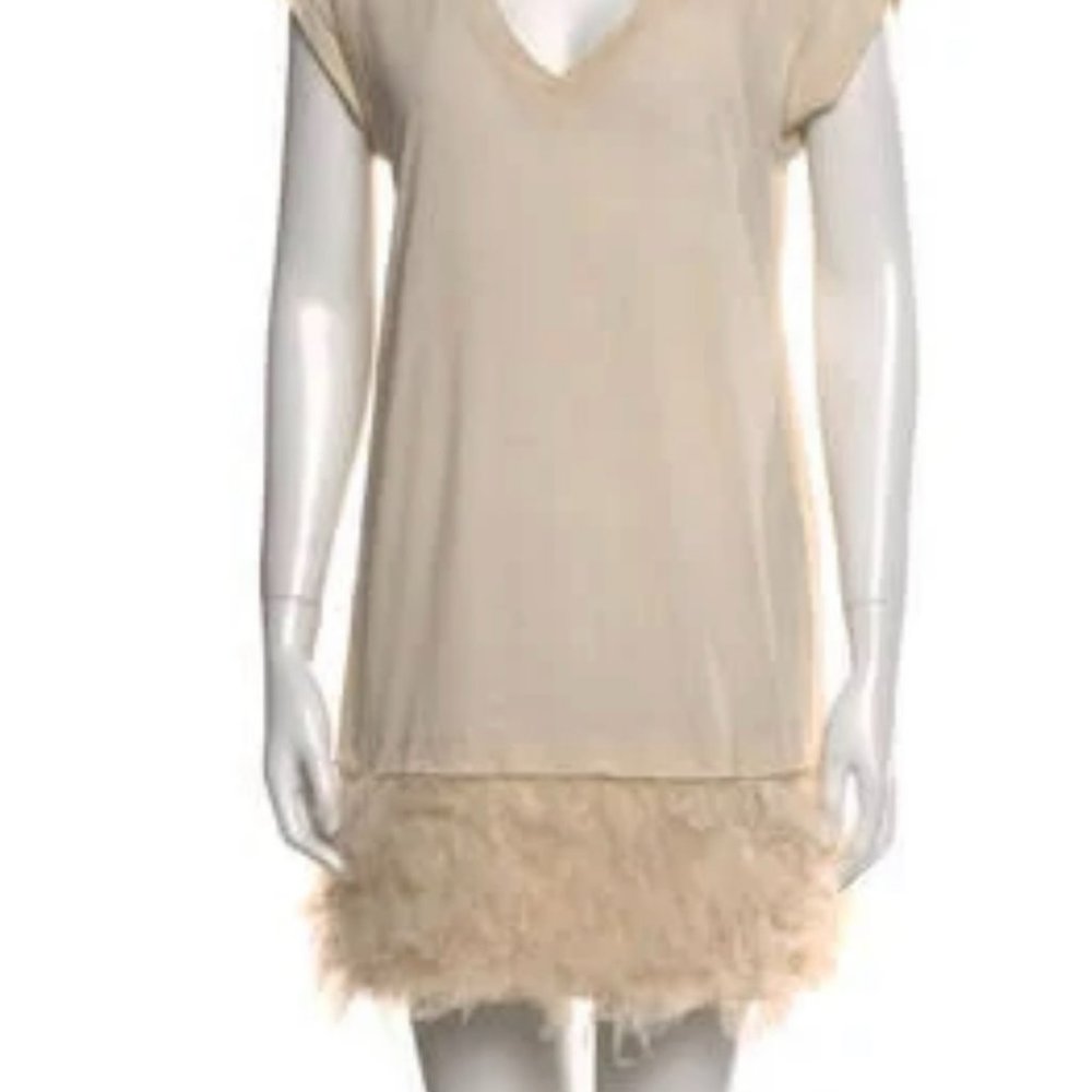 Haute Hippie Swan ivory cotton knit dress with layered tulle skirt